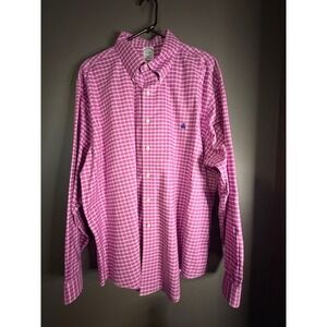 Brooks Brothers XXL Slim Fit  Supima Cotton Fushia Check Button Down Shirt